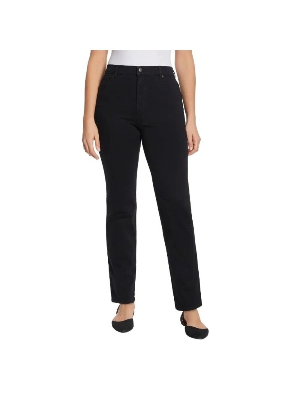NWOT Gloria Vanderbilt Women's 12 Black  Wash Relaxed Straight-Leg Jeans